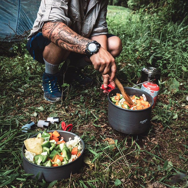 Elevate Your Outdoor Cooking with Our Portable Aluminum Camping Cookware Pot Set